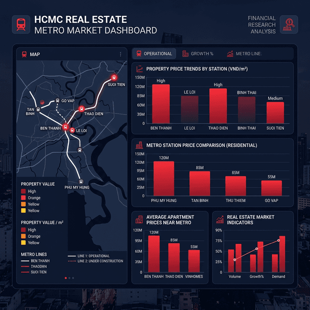 Giá BĐS quanh 14 ga Metro Line 1 — Data thật tháng 03/2026
